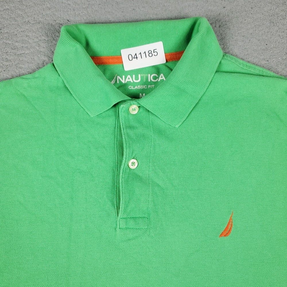 Nautica Polo Shirt Mens Size Medium Green Casual Short Sleeve Adult